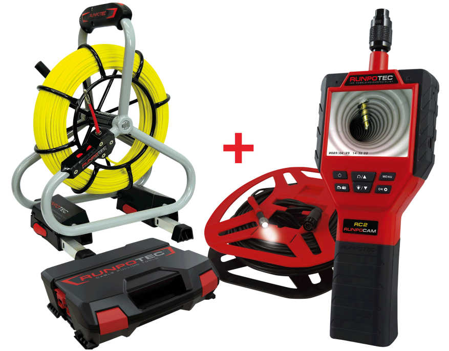 ACTIESET Inspectiecamera RC2 50m + Profi-Set Glasvezel Trekveer 4,5 mm 50m
