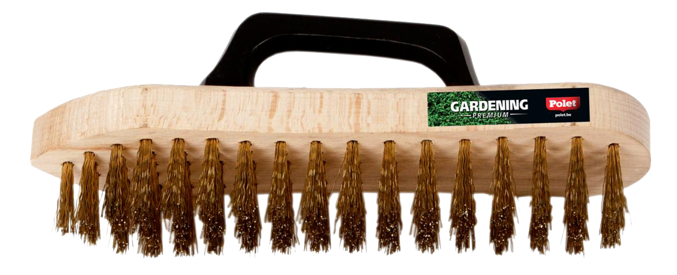 Staalborstel met houten handvat