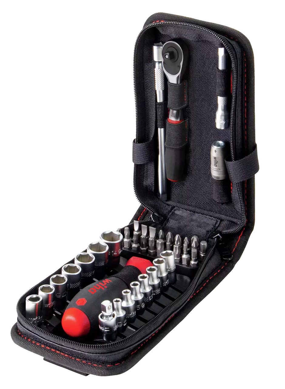 Dopsleutel- en bitset 1/4" 625M incl. tas met riemclip, 40-delig