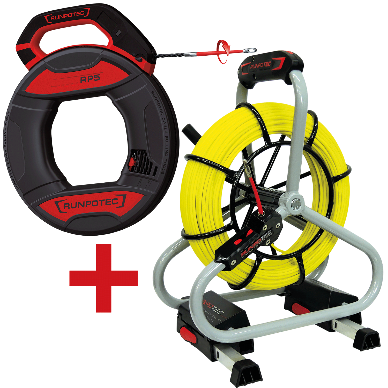 ACTIESET Profi-set Glasvezel Trekveer Ø 4,5mm 60m + RUNPO 5 met Box 30m