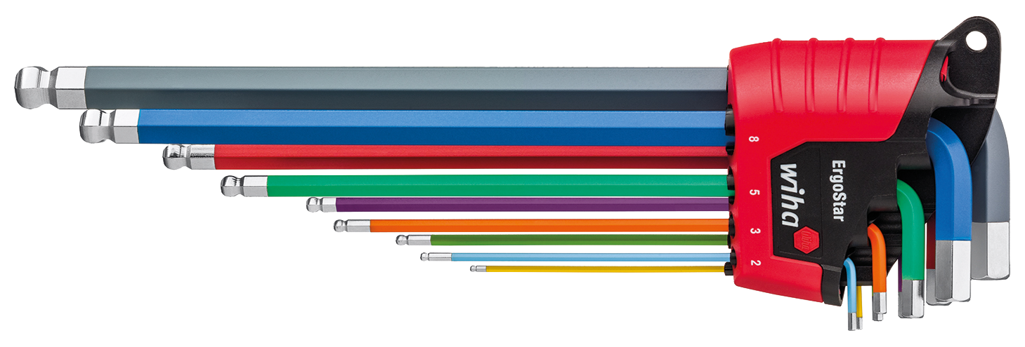 Inbussleutelset Kogelkop ErgoStar gekleurd 369F, 10-delig