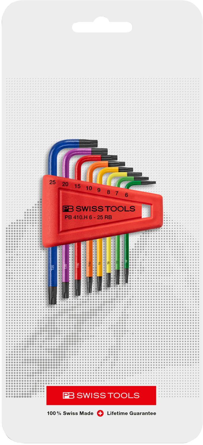 RainBow TORXsleutelset 410.H 6-25 RB in houder T6-T25, 8-delig in blister