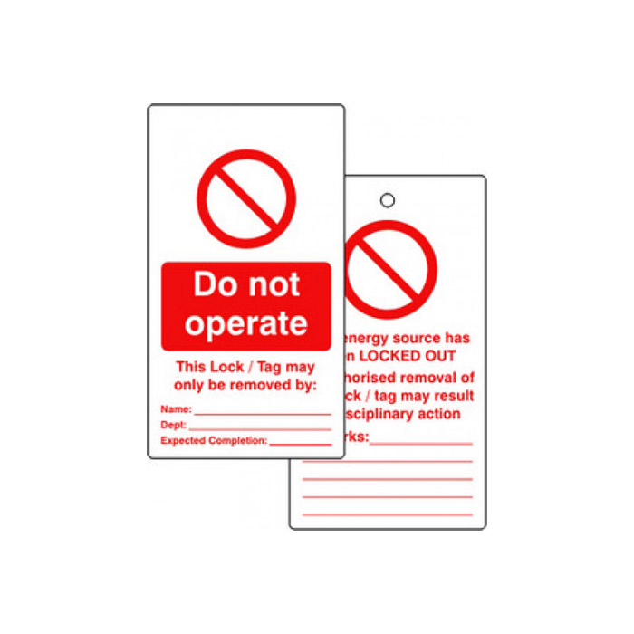 Spectrum Waarschuwing Label 75x135mm 'Do not operate' met oog(10 stuks)