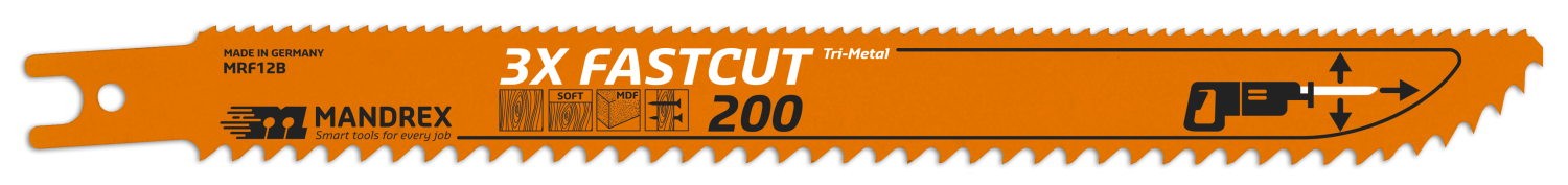 3X Fastcut Reciprozaagblad MRF12B 200mm (2 st.)