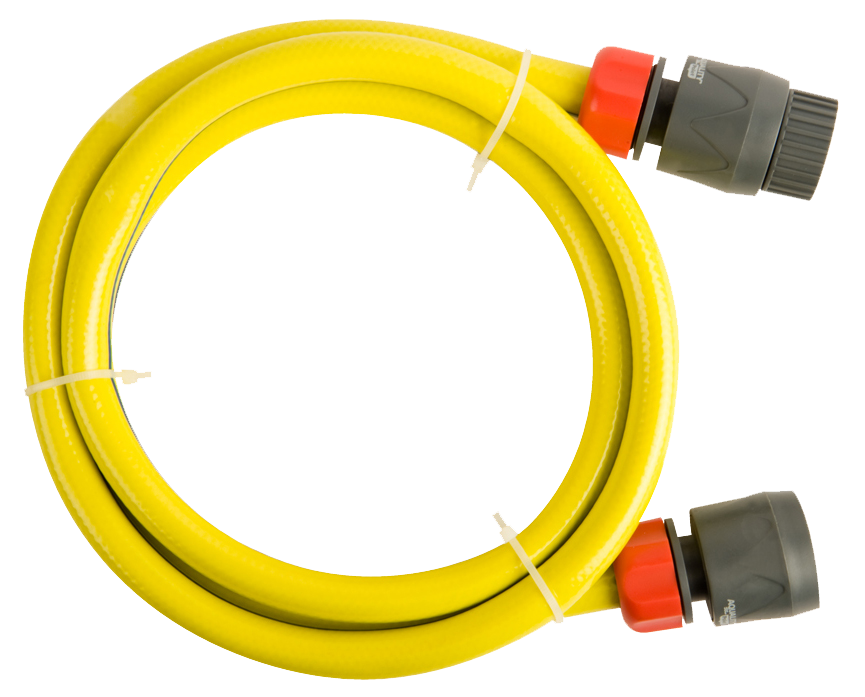 Aansluitset: Kraanstuk, 2 x Koppelstukken en 1.5m versterkte Tuinslang 1/2"