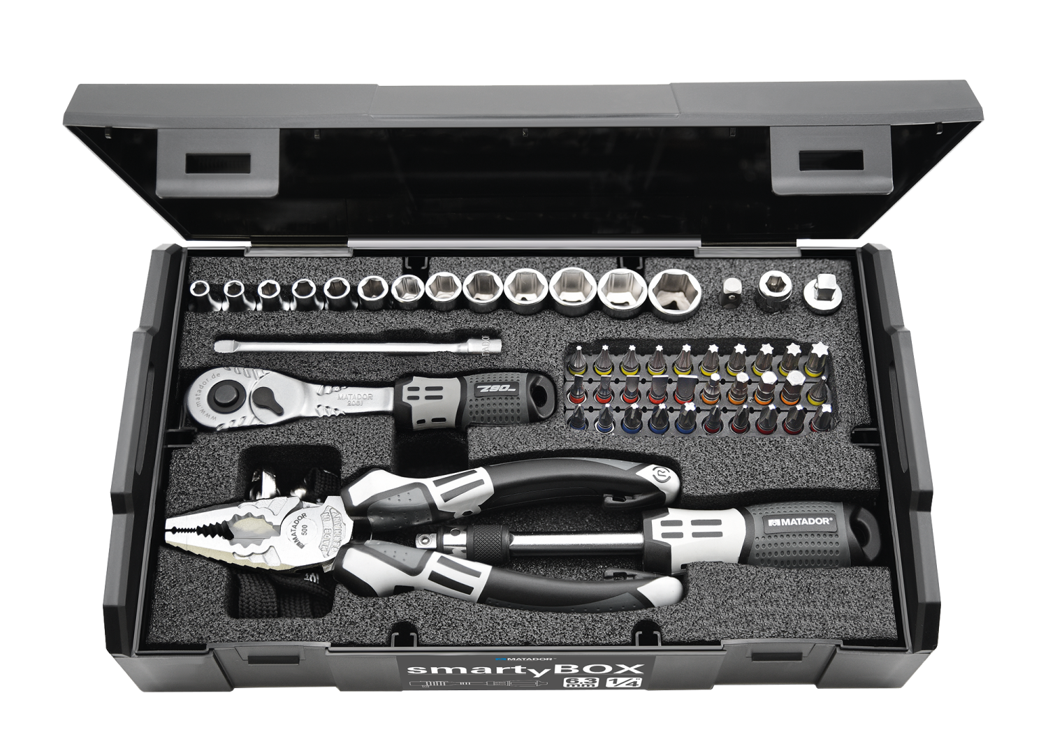 SmartyBox S1 1/4" Dopsleutelset Universal 4-14mm, 61-delig