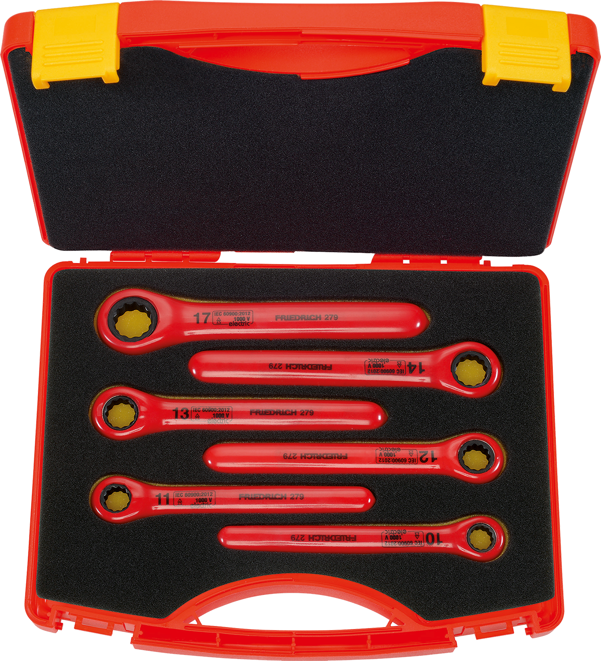 Ringratelsleutelset 1000V 10-17mm, 6-delig