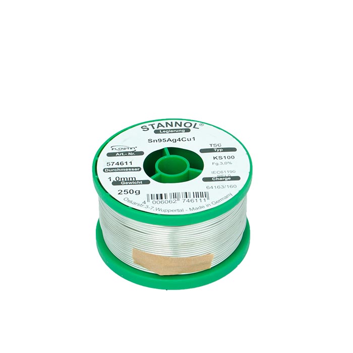 Soldeerdraad Flowtin KS100 Sn95Ag4Cu1 Ø1,0mm 250g 574611