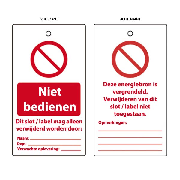 Waarschuwing Label 75x135mm 'Niet Bedienen' (10 stuks)