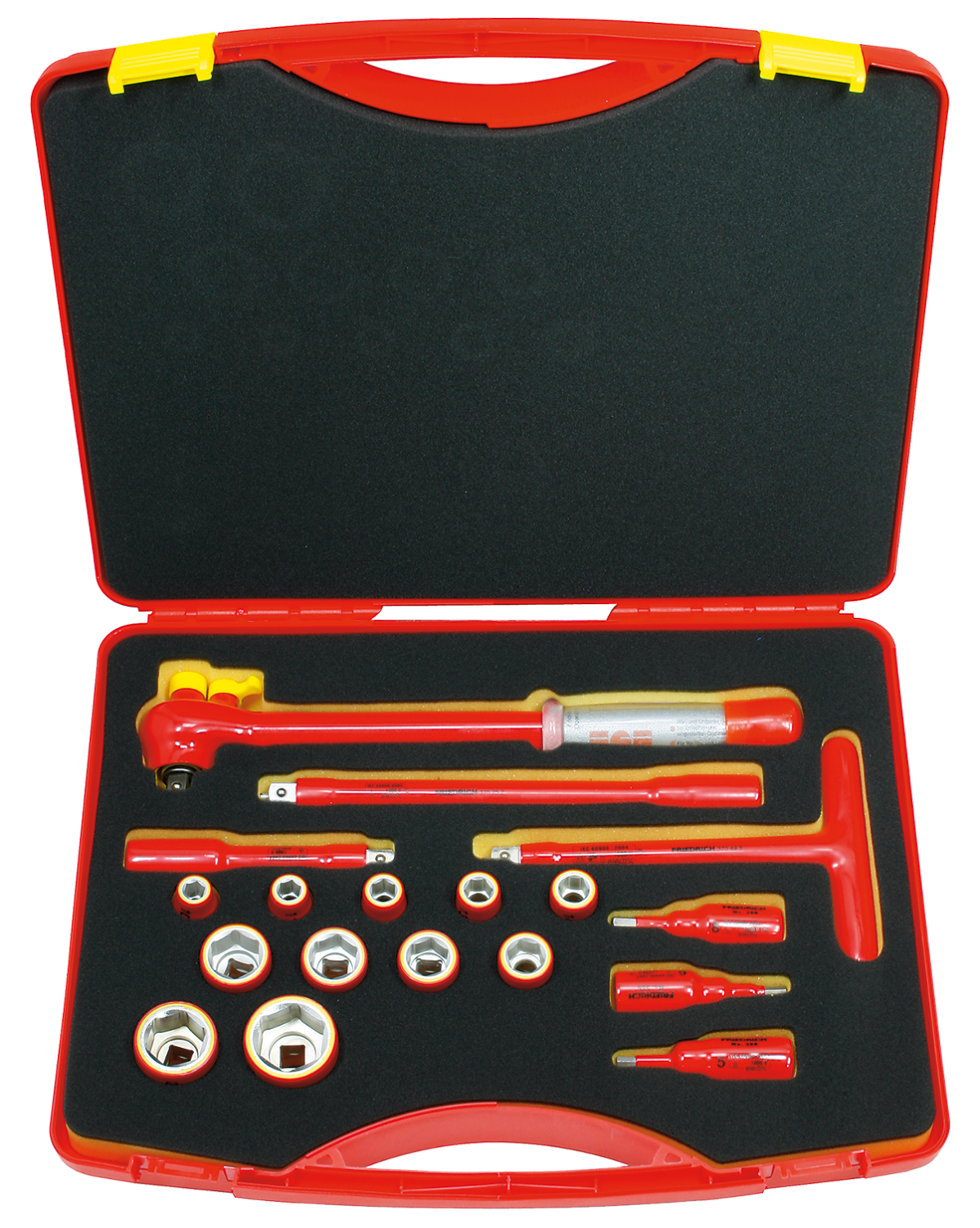 1/2'' Dopsleutelset 10-32mm 1000V VDE + Momentsleutel 5-50 Nm, 18-delig