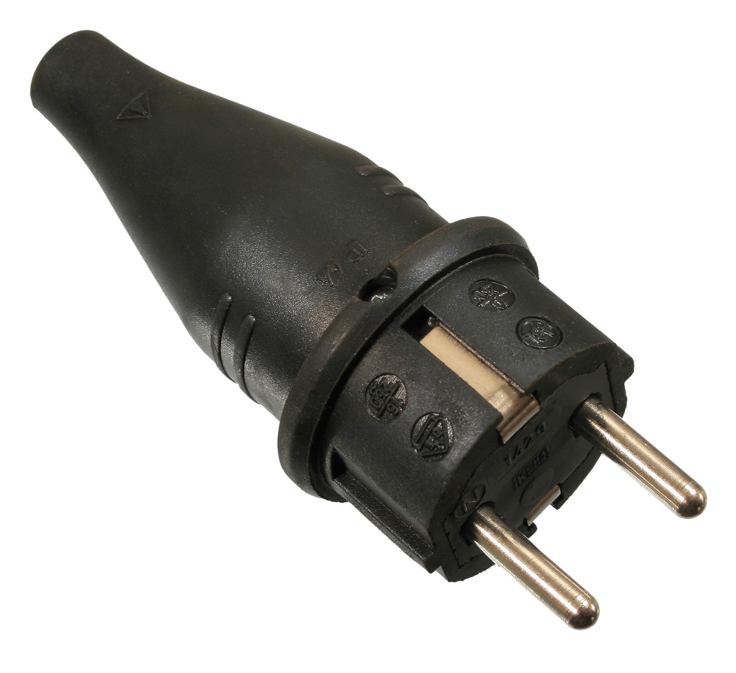 Rubber Stekker randaarde 230V/16A IP44 tot 1,5 mm² zwart