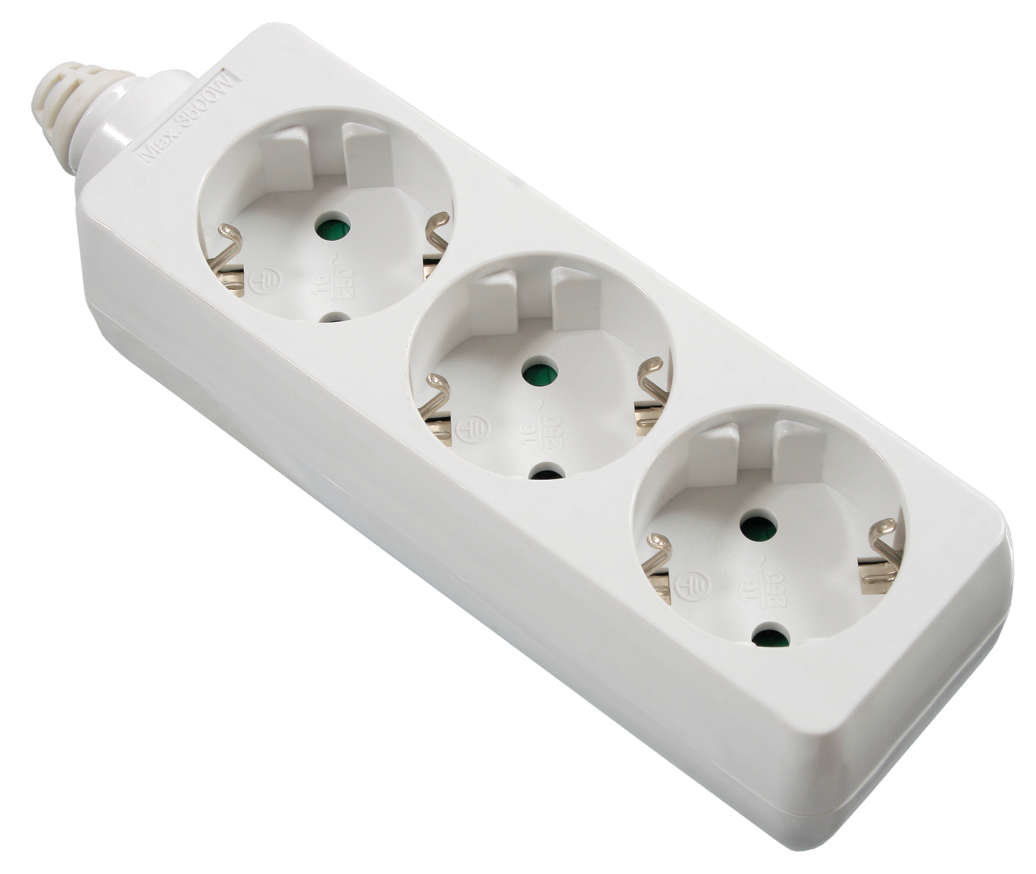 Stekkerdoos 3x randaarde zonder kabel wit