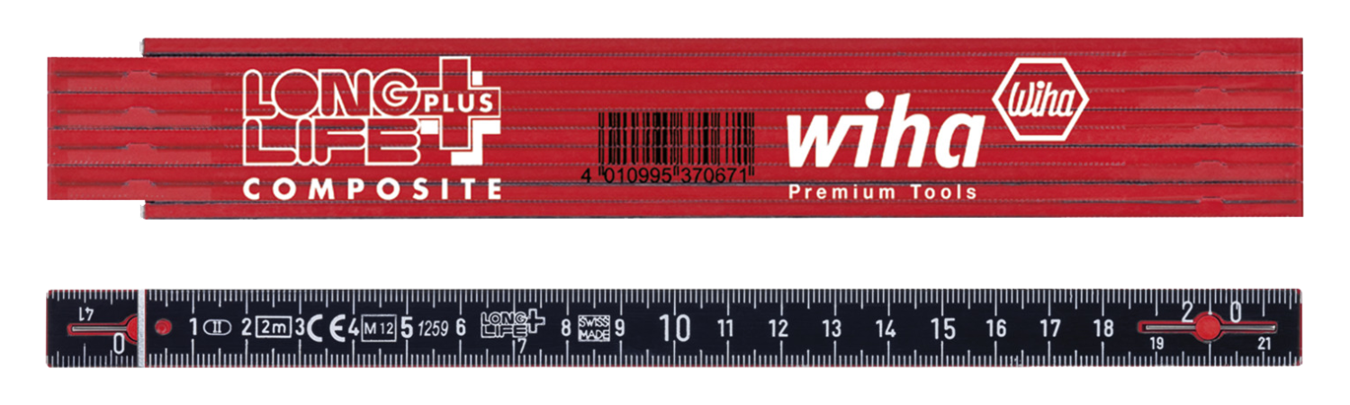 Longlife Plus Composite Duimstok 410 2005 metrisch 10 delen rood/zwart 15mm/2m