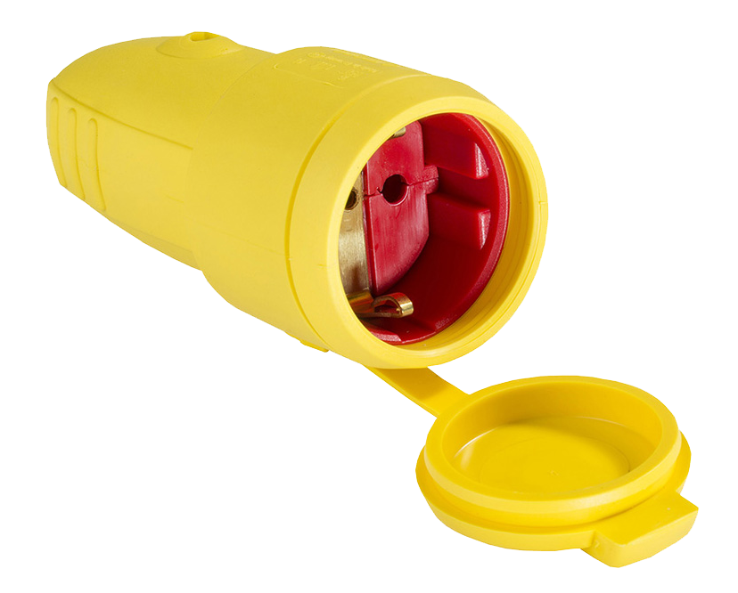 Rubber Contrastekker randaarde 230V/16A IP44 tot 2.5 mm² geel