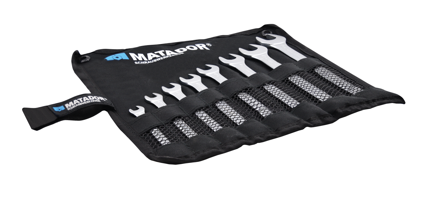 Dubbele Steeksleutelset 6x7-20x22mm in roltas, 8-delig