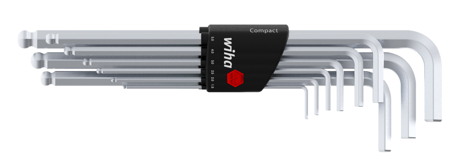Inbussleutelset Kogelkop Compact mat verchroomd 369, 10-delig