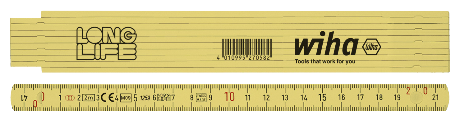 Longlife Duimstok 410 2000 metrisch 10 delen (geel) 15mm/2m